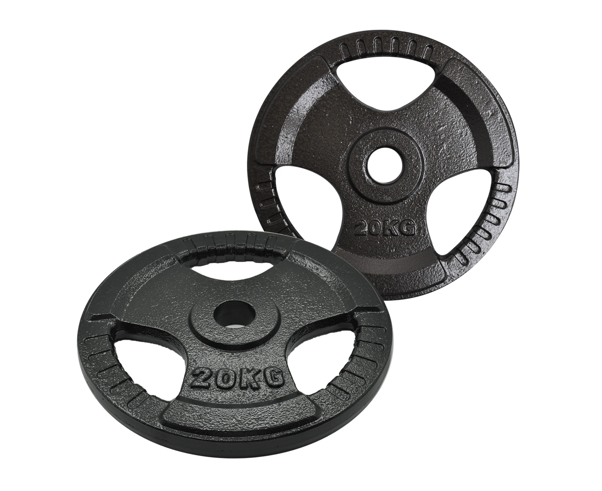 2 x 20kg Olympic Ez Grip Cast Iron Hammertone Weight Plate Weight Set Home Gym