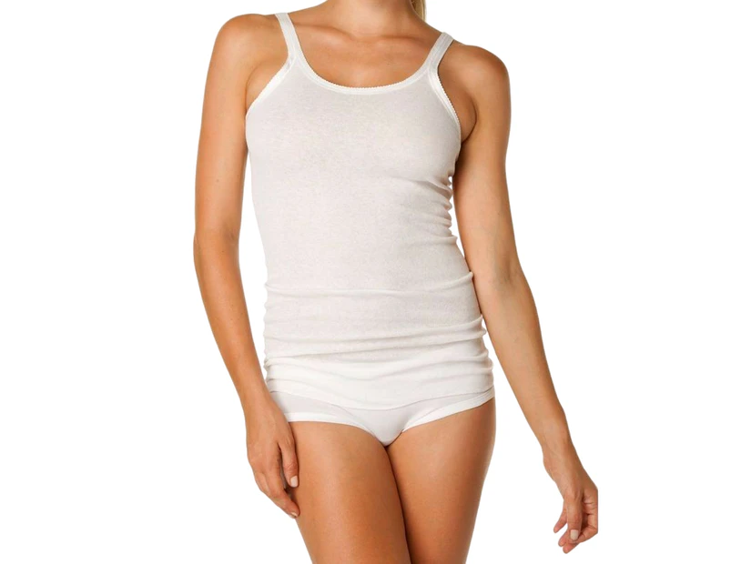 Womens Bonds 2 Pairs Cumfy Tube Long Rib Top White Plus Size Underwear Singlet - White