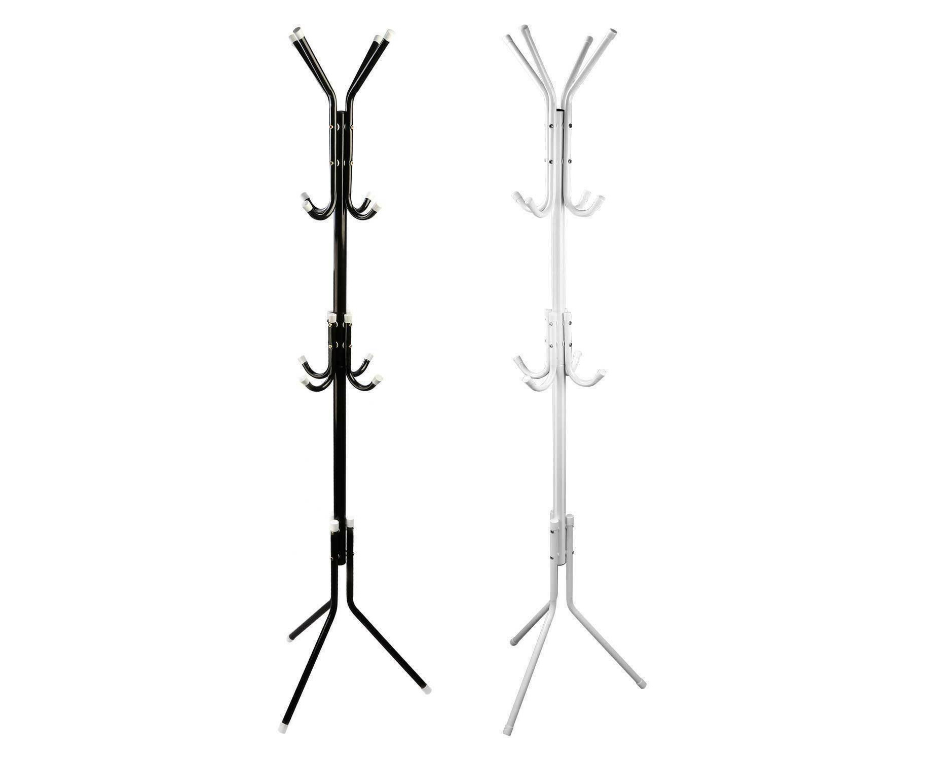 （Black）12 Hook 3-Tier Hat Coat Clothes Rack Umbrella Stand Tree Style ...