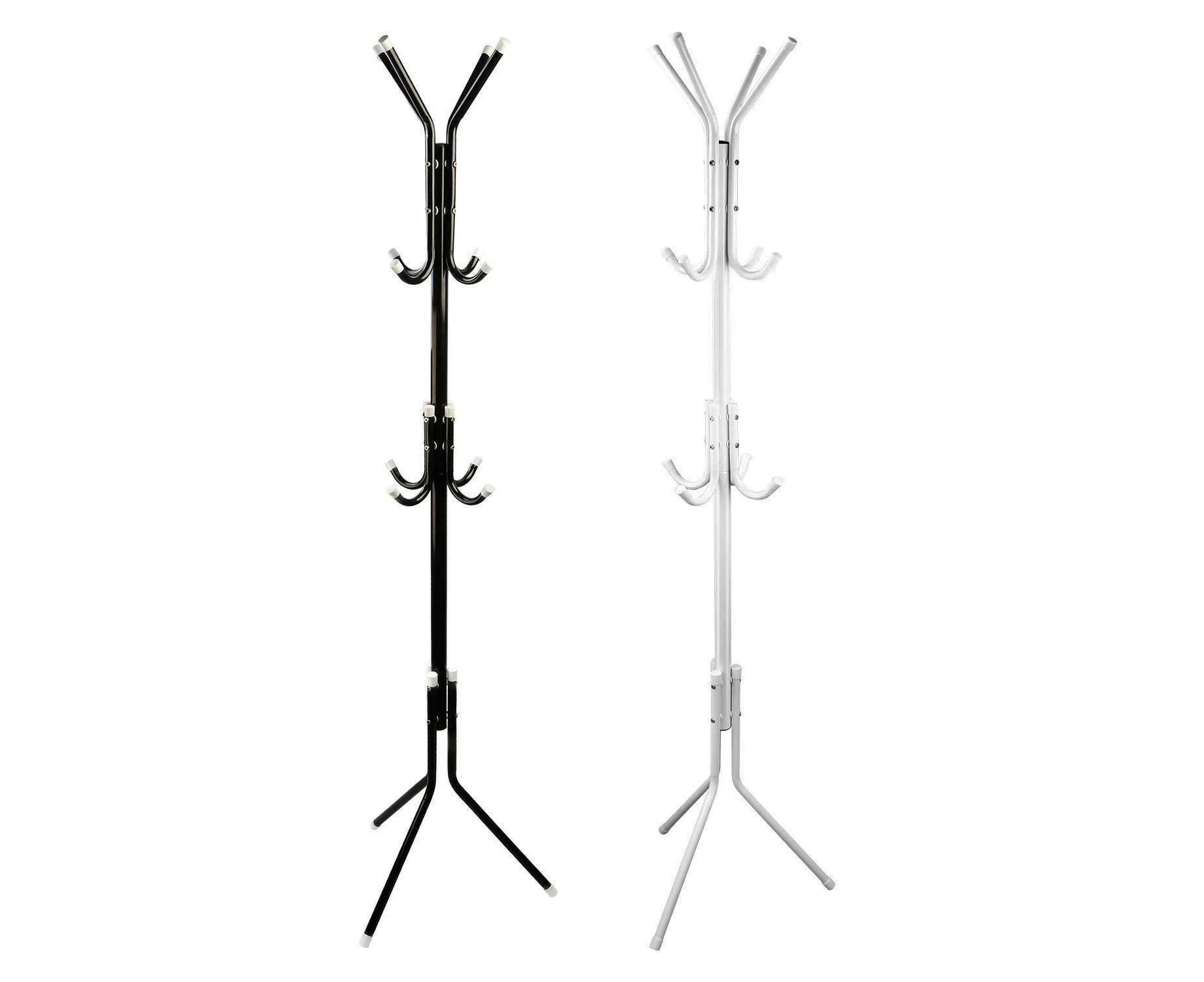 （Black）12 Hook 3-Tier Hat Coat Clothes Rack Umbrella Stand Tree Style Steel Hanger New