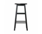 2 x Wooden Bar Stools Wood Backless Dining Chairs Kitchen Stool Set Black