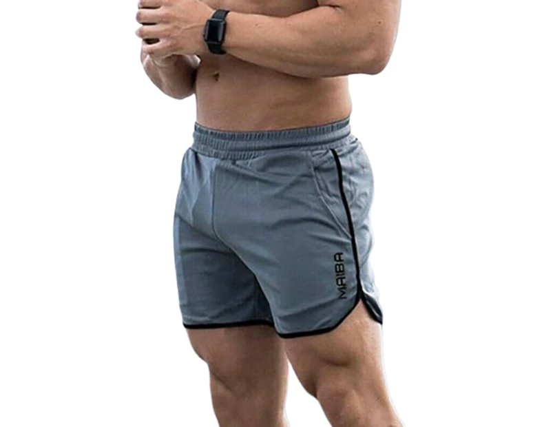 GYM Shorts Men's Training Running Sport Workout Casual Jogging Dry Pants Grey Trouser