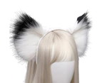 Handmade Wolf Fox Fur Ears Hairhoop Headwear Dress Party Halloween Christmas Costume Headband Hairband, White black