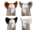 Handmade Wolf Fox Fur Ears Hairhoop Headwear Dress Party Halloween Christmas Costume Headband Hairband, White