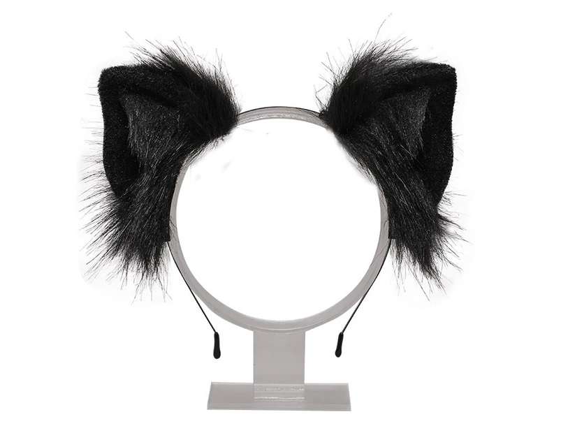 Cat Fox Pig Faux Fur Ears Headband Cute Halloween Handmade Animal Furry Ears Hair Hoop, black
