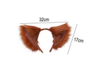 Handmade Wolf Fox Fur Ears Hairhoop Headwear Party Halloween Christmas Costume Headband Hairband, Camel