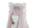 Lolita Cat ears Headdress Maid Lace Hair Party Accessories Cute Headbands Sweet hairpin, pink