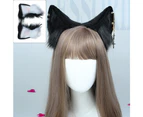 Handmade Wolf Fox Fur Ears Hairhoop Headwear Dress Party Halloween Costume Headband Hairband, black