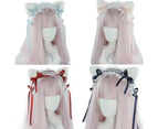 Lolita Cat ears Headdress Maid Lace Hair Party Accessories Cute Headbands Sweet hairpin, sky blue