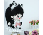 Cotton Doll Mini Fox Ear Decoration Handmade Wolf Fox Ears Animal Cute Head Accessories for Doll, Black white