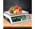 Emajin Scales Digital Kitchen 40KG Weighing Scales Platform Scales White LCD