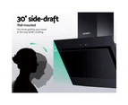 Devanti 900mm Range Hood 90cm Rangehood Glass Black