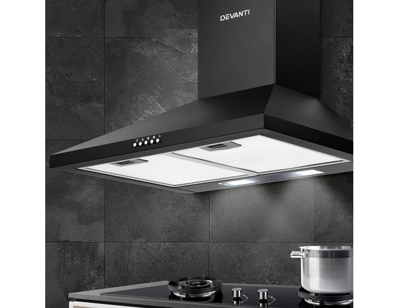 Devanti 600mm Range Hood 60cm Rangehood Black