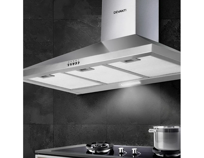 Devanti 900mm Range Hood 90cm Rangehood Stainless Steel