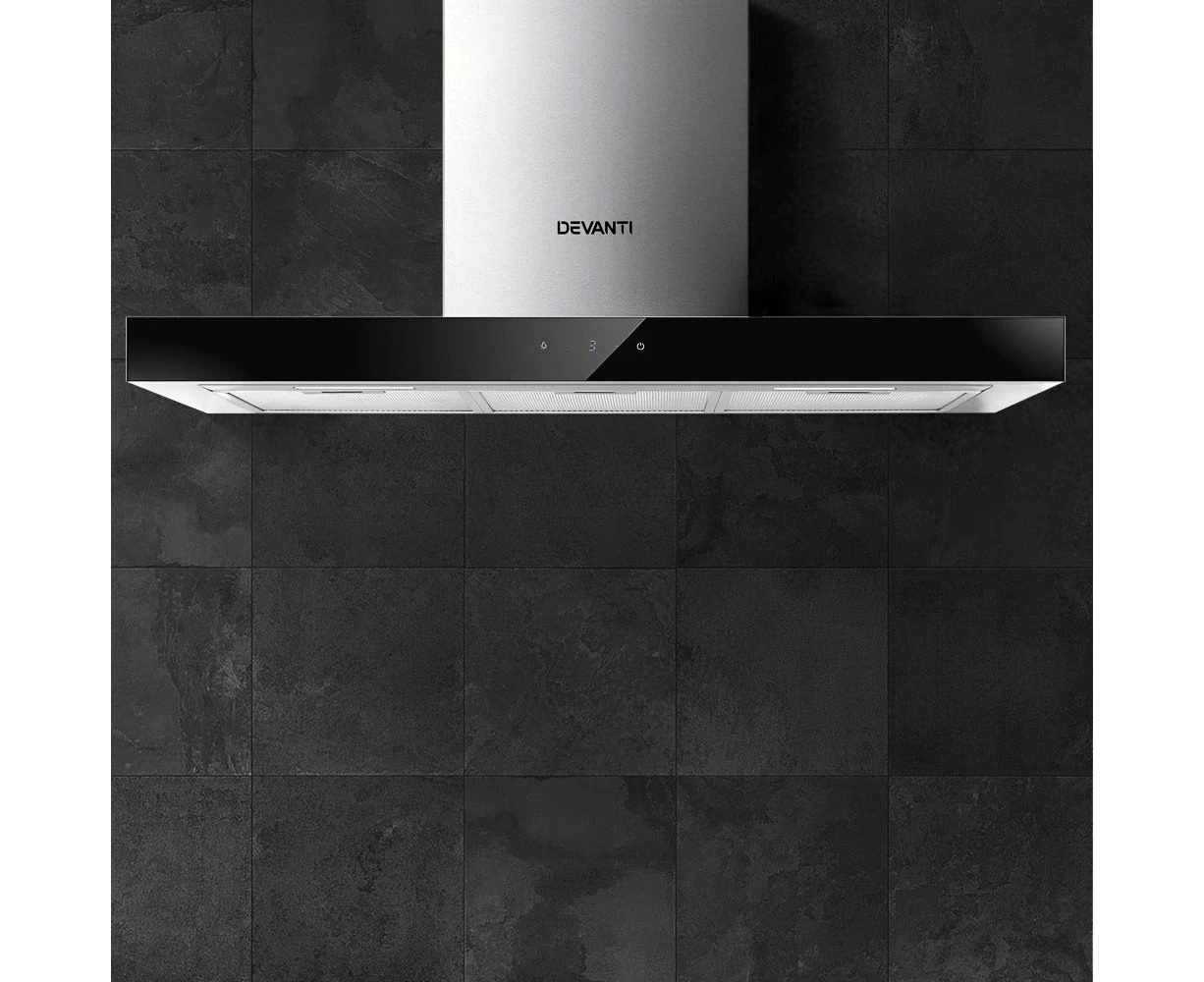 Devanti 900mm Range Hood 90cm Rangehood Glass Stainless Steel