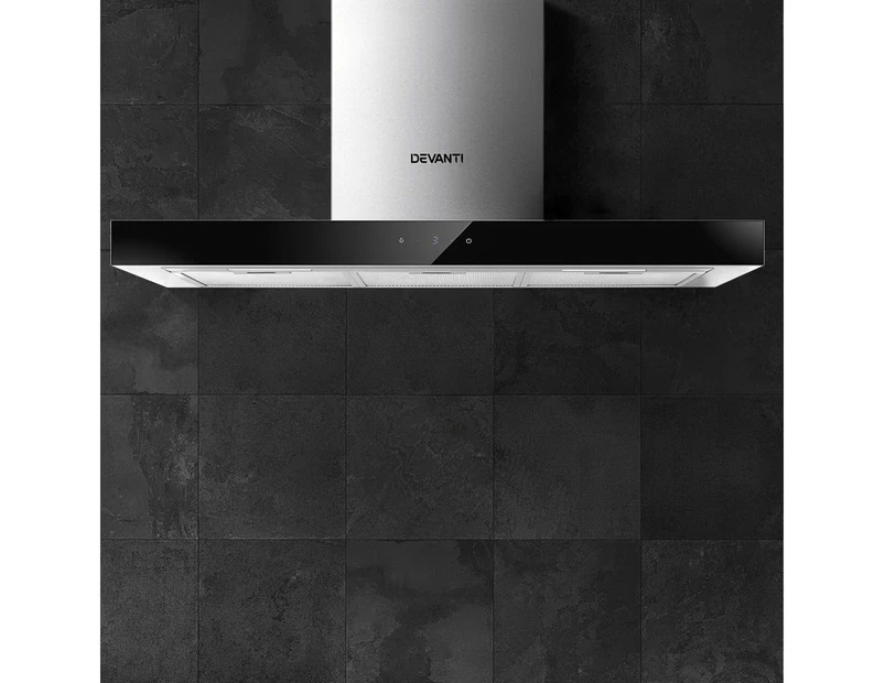 Devanti 900mm Range Hood 90cm Rangehood Glass Stainless Steel