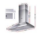 Devanti 600mm Range Hood 60cm Rangehood Stainless Steel