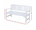 Gardeon Outdoor Garden Bench Wooden Chair 3 Seat Patio Furniture Lounge White