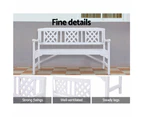 Gardeon Outdoor Garden Bench Wooden Chair 3 Seat Patio Furniture Lounge White