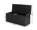 Gardeon Outdoor Storage Box 390L Container Lockable Garden Bench Shed Tools Toy All Black