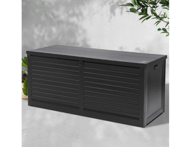 Gardeon Outdoor Storage Box 490L Container Lockable Garden Bench Shed Tools Toy All Black