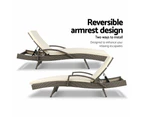 Gardeon Sun Lounge Wicker Lounger Outdoor Furniture Beach Chair Patio  Adjustable Cushion Grey&Beige