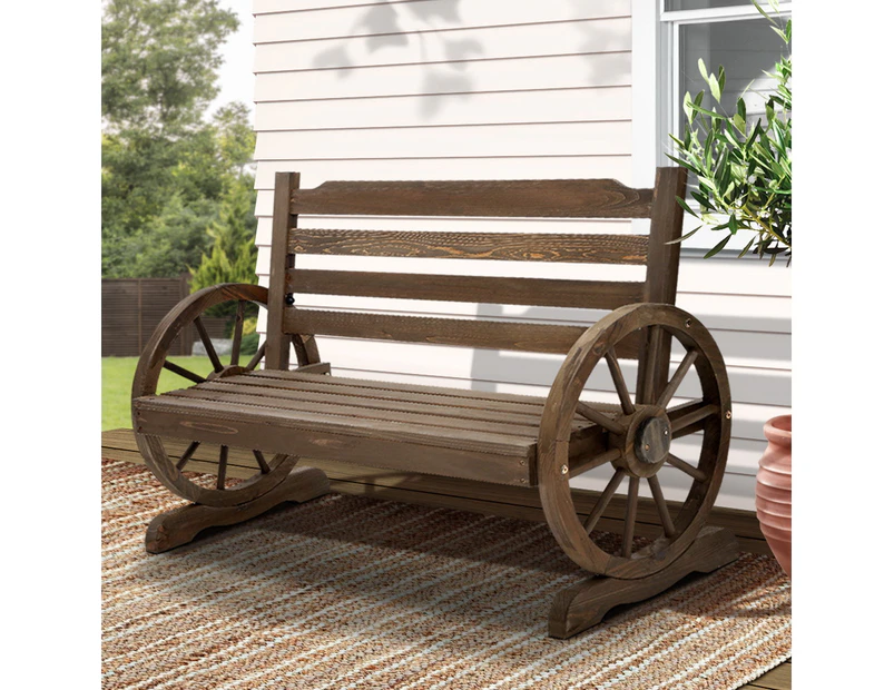Gardeon Outdoor Garden Bench Wooden 2 Seat Wagon Chair Patio Furniture Teak