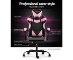 Artiss Office Chair Gaming Chair Computer Chairs Recliner PU Leather Seat Armrest Black Pink
