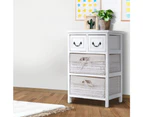 Artiss 2 Drawers 2 Baskets Bedside Tables Chest of Drawers Side Table Storage Cabinet White