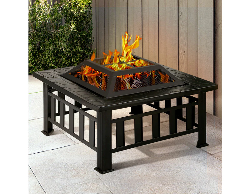 Grillz Fire Pit BBQ Grill 2-In-1 Table