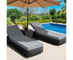 Gardeon Outdoor Sun Lounge Wicker Lounger Setting Day Bed Chair Pool Furniture Rattan Sofa Cushion Garden Patio Grey Black