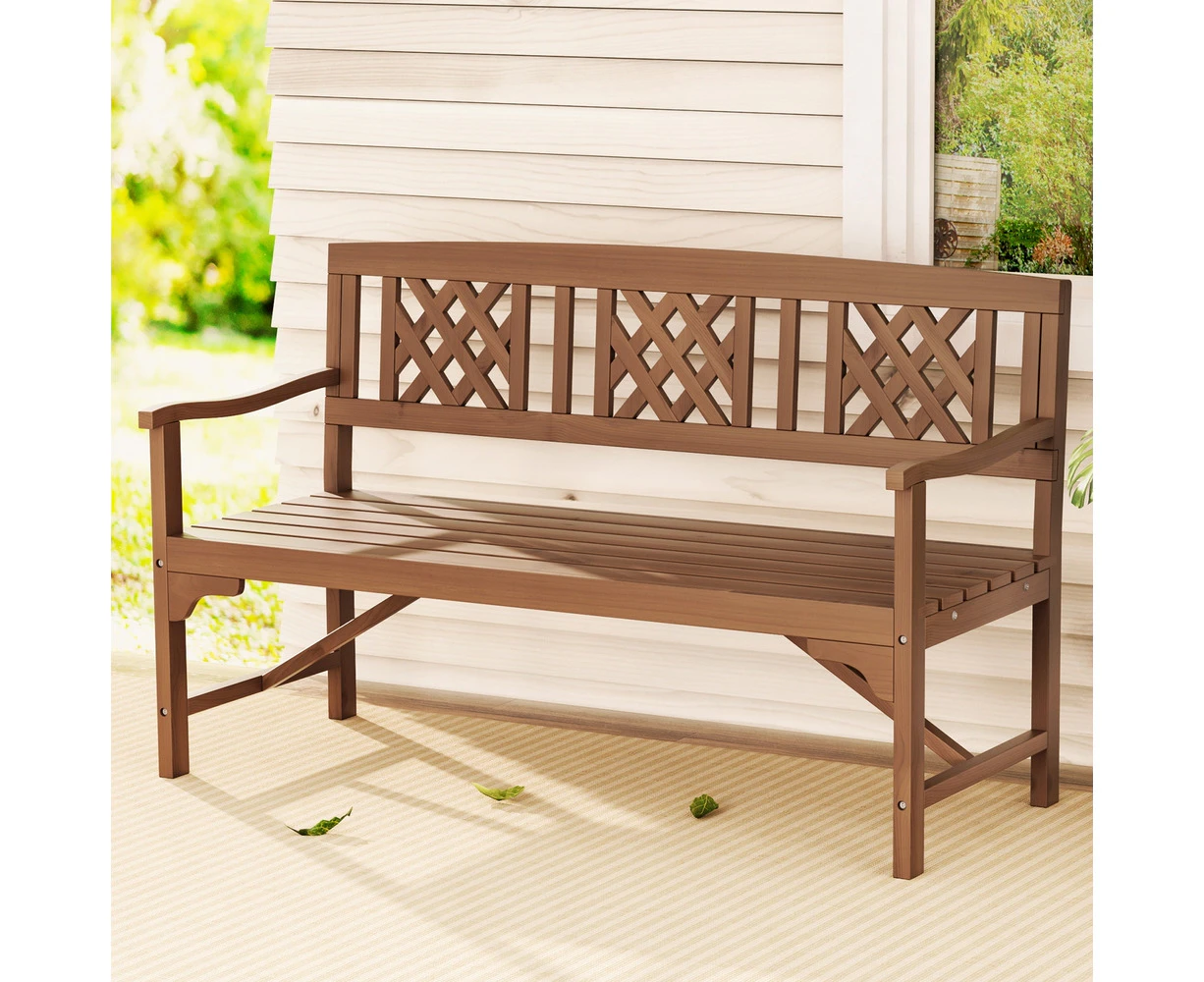 Gardeon Outdoor Garden Bench Wooden Chair 3 Seat Patio Furniture Lounge Natural