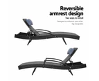 Gardeon Sun Lounge Wicker Lounger Outdoor Furniture Beach Chair Armrest  Adjustable Black