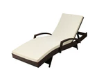 Gardeon Sun Lounge Wicker Lounger Outdoor Furniture Beach Chair Patio Adjustable Cushion Brown