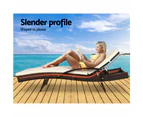 Gardeon Sun Lounge Wicker Lounger Outdoor Furniture Beach Chair Patio Adjustable Cushion Brown