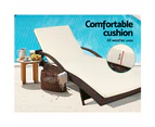 Gardeon Sun Lounge Wicker Lounger Outdoor Furniture Beach Chair Patio Adjustable Cushion Brown