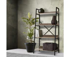 Artiss Bookshelf 4Tier Metal Bookcase Bookshelves Oak Book Shelf Display Storage