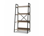 Artiss Bookshelf 4Tier Metal Bookcase Bookshelves Oak Book Shelf Display Storage