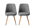 Artiss Dining Chairs Set of 2 Fabric Wooden Grey