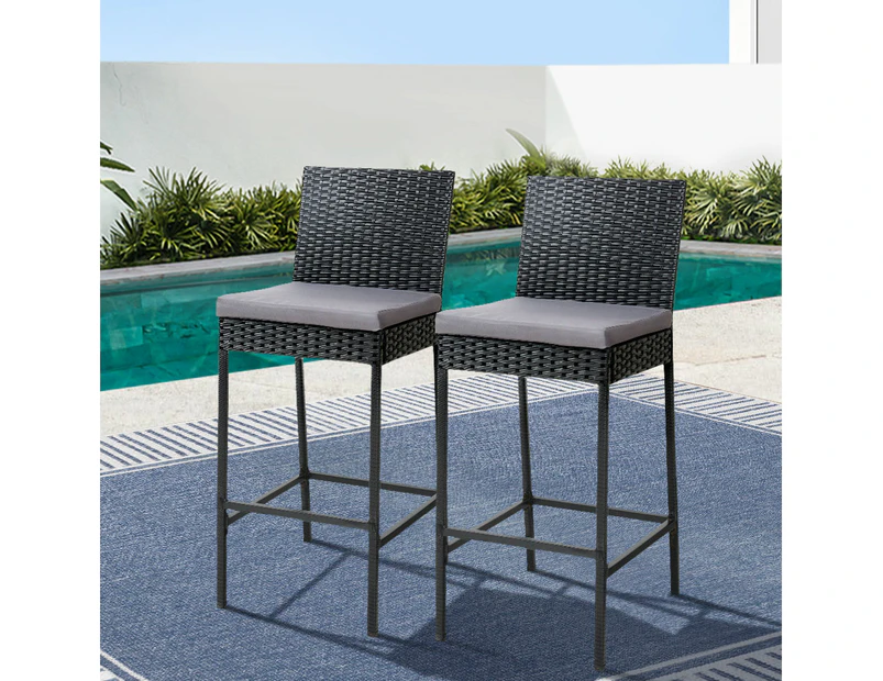 Gardeon 2-Piece Outdoor Bar Stools Dining Chair Bar Stools Rattan Furniture