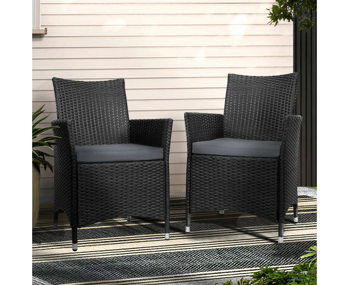 Gardeon 2PC Outdoor Dining Chairs Patio Furniture Wicker Garden Cushion Idris