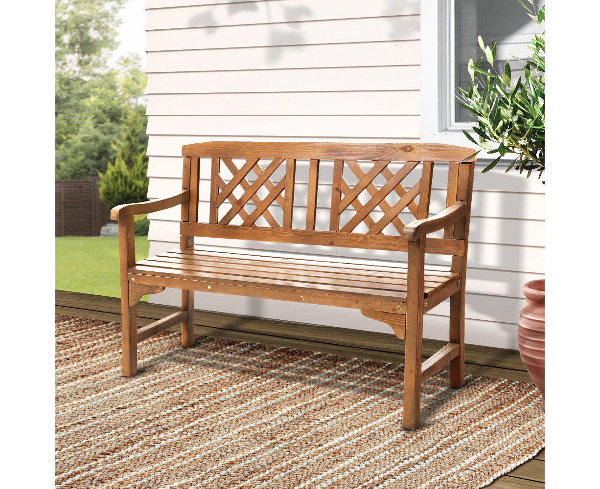 Gardeon Outdoor Garden Bench Wooden Chair 2 Seat Patio Furniture Lounge Natural