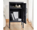 ArtissIn Bedside Table Metal Cabinet - Black