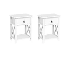 Artiss 2 X Bedside Table 1 Drawer with Shelf - EMMA White