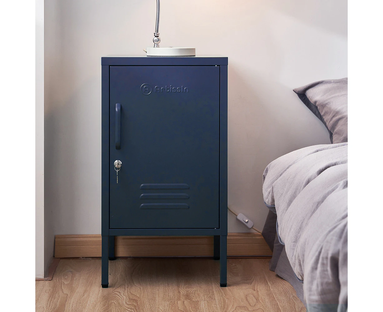 ArtissIn Bedside Table Metal Cabinet - Blue