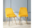 Artiss Dining Chairs Velvet Yellow Set of 2 Nappa