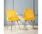 Artiss Dining Chairs Velvet Yellow Set of 2 Nappa