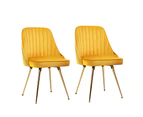 Artiss Dining Chairs Set of 2 Velvet Channel Tufted Yellow