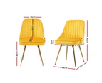 Artiss Dining Chairs Velvet Yellow Set of 2 Nappa