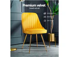 Artiss Dining Chairs Velvet Yellow Set of 2 Nappa